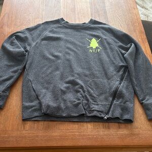 Nike Dark Gray Crewneck Sweater with Neon Green Logo